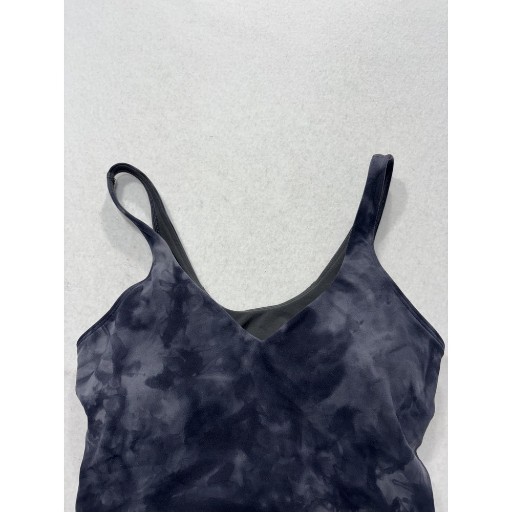 Lululemon Sports Bra Womens 6 Gray Tie Dye Longline V Neck Yoga Athletic Top - Picture 2 of 10